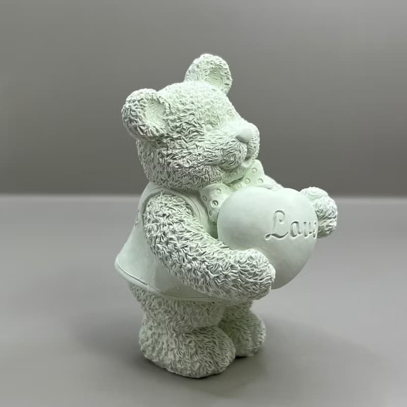 快速出貨 愛心小熊love(綠色) 原木底座系列 搭配永生花瓶