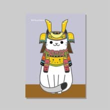 原創A3海報/招財貓_武士白貓/設計/貓咪/裝飾畫