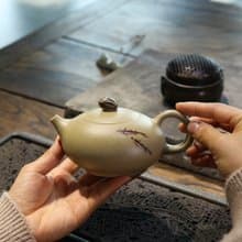 送禮紫砂壺茶壺雨花石 工艺师作品  段泥 300ml 14孔 潘云燕作品