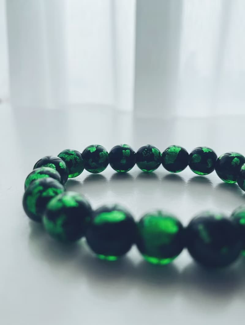【琉璃系列】10MM油綠琉璃珠手鍊