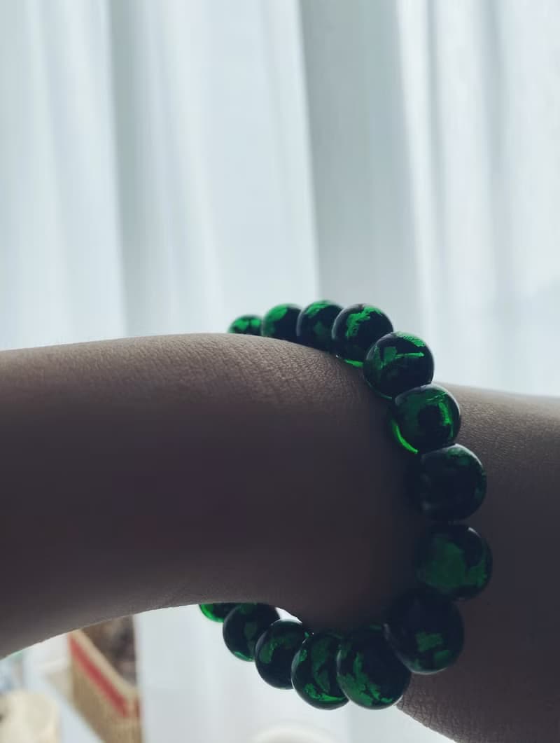 【琉璃系列】10MM油綠琉璃珠手鍊