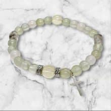 天然葡萄石 黃水晶 白瑪瑙 黑幽靈 925純銀十字架串珠手鍊/信仰