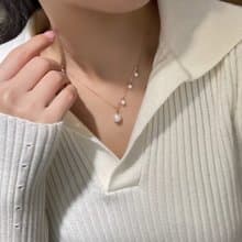 風鈴草18K黃金Akoya天然淡水珍珠真珠項鍊4mm-8mm簡約設計