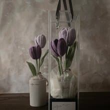 紫鬱金香盆花 Tulip Purple- 手工針織花