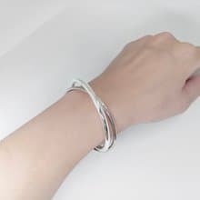 極簡系列   純銀/質感雙圈手環/4mm+2.5mm/實心