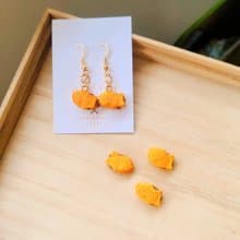 minita* 迷你鯛魚燒小 高仿真 耳環 耳勾 耳夾 療癒小物 袖珍食玩