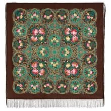 Pavlovo Posad Russian Shawl 100% Wool Scarf 125x125 cm Wrap Silk Fringe 1827-17