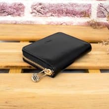 義大利植鞣革7卡位牛皮卡片零錢包95025(黑色)