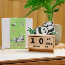 (海洋公園X島嶼製作 聯乘系列) 加加得得木製桌面可愛熊貓日曆 貼