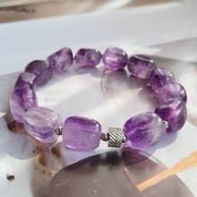 天然紫超七隨型手鍊(鈦鋼配件)