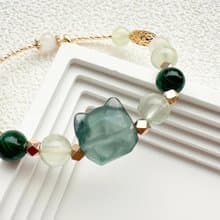 綠螢石貓貓手串 螢石手串 孔雀石 天然石手串 設計手串 葡萄石