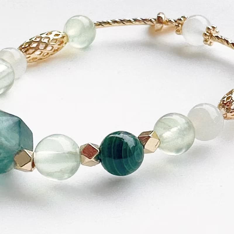 綠螢石貓貓手串 螢石手串 孔雀石 天然石手串 設計手串 葡萄石