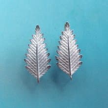 Vintage Jewelry 西洋古董飾品 精細 銀色調 葉子 夾式耳環