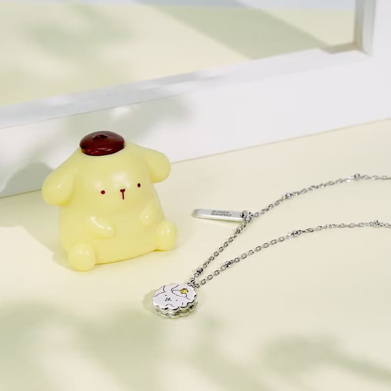 布丁狗喜拿一起玩系列-Purin&Cinna夾心餅乾晶鑽純銀項鍊