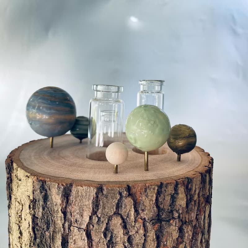 木盆栽架/原筆筒盤/星球小宇宙/原木型/不含乾燥花