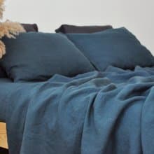 Charcoal teal linen flat sheet / Linen bedsheet/Softened stonewashed linen sheet