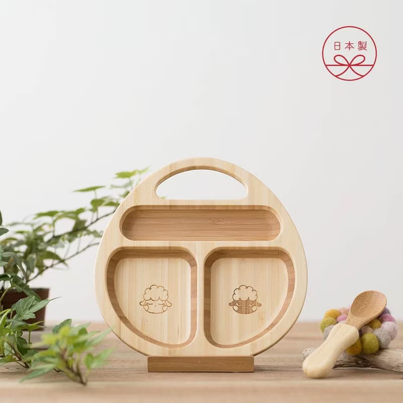 【agney】日本孟宗竹餐盤組 -副食品專用餵食盤(附S湯匙)
