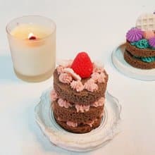 【草莓甜心】蠟燭材料包 蛋糕蠟燭 甜點蠟燭 聖誕節蠟燭 韓式蠟燭