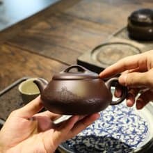 送禮紫砂壺茶壺汉棠石瓢   紫泥 240ml 9孔 实力派作品  实属精美