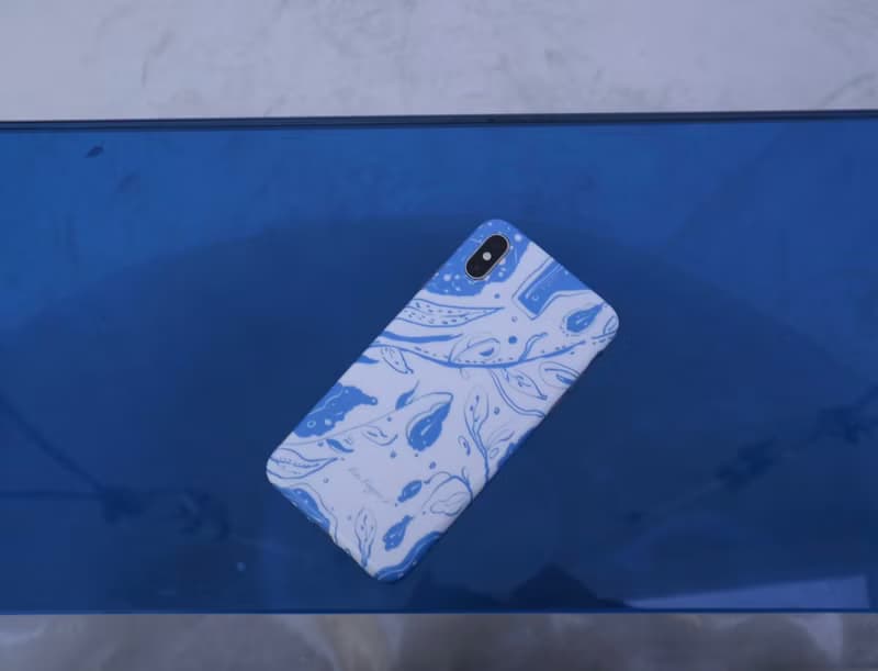 琉璃苣 寶石藍花朵插畫 手機保護套 iPhone 全包軟殼