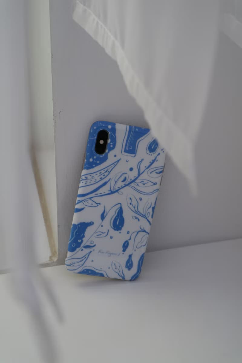 琉璃苣 寶石藍花朵插畫 手機保護套 iPhone 全包軟殼