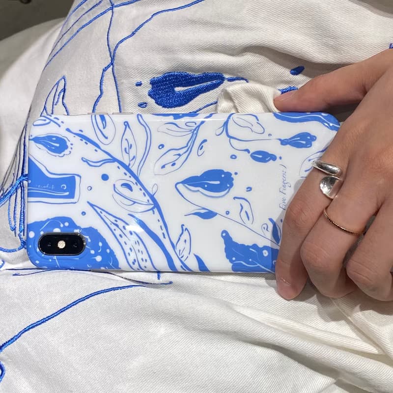 琉璃苣 寶石藍花朵插畫 手機保護套 iPhone 全包軟殼