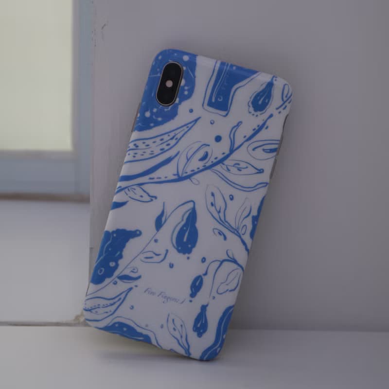 琉璃苣 寶石藍花朵插畫 手機保護套 iPhone 全包軟殼