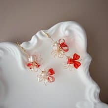 伸縮自在的愛 紅 雙雪球樹脂耳環