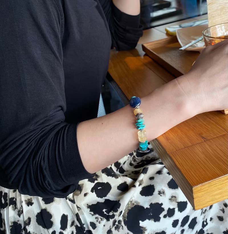 南法小步舞曲--S925純銀手工訂製|藍晶石*綠松石*黃水晶手鍊