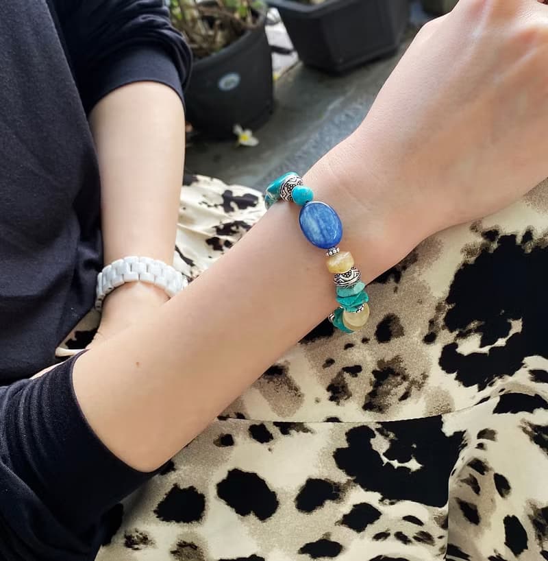 南法小步舞曲--S925純銀手工訂製|藍晶石*綠松石*黃水晶手鍊