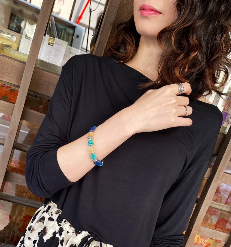 南法小步舞曲--S925純銀手工訂製|藍晶石*綠松石*黃水晶手鍊