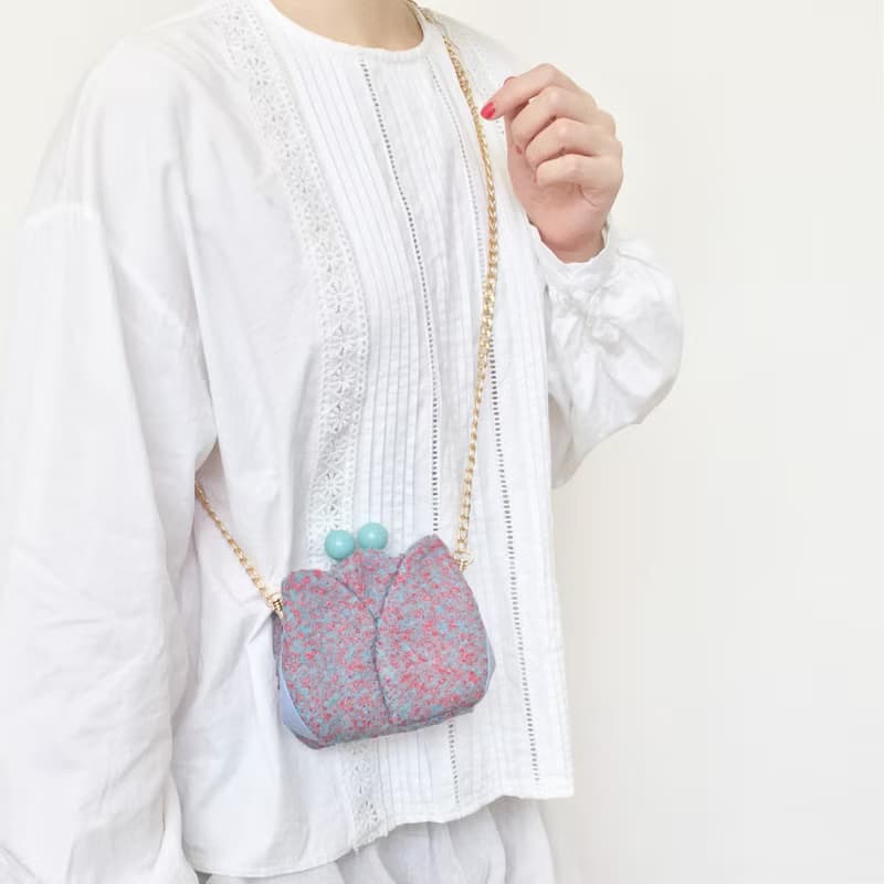 鬱金香短夾 錢包 皮夾 零錢包 口金包 小廢包 銀包 天空藍