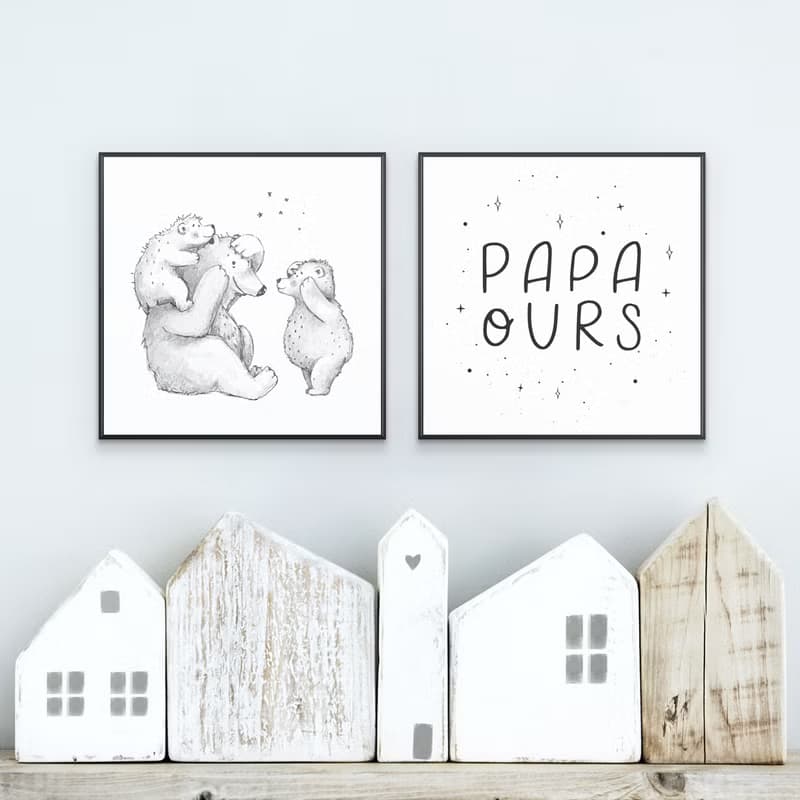 Papa Ours - 父親節語錄字母掛畫/可愛手寫風送禮小物/兒童房佈置