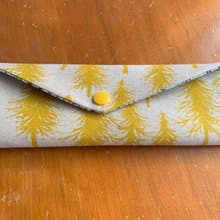 文青風環保筷袋  植樹 黃  手作餐具袋.交換禮物.