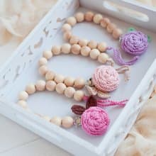Pacifier Clip Holder with Flower Clip - Dummy Clip - Stroller Chain for Girl