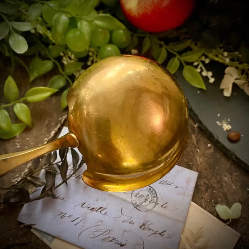 法國19世紀路易16風格純銀柄 銅鍍金面湯勺