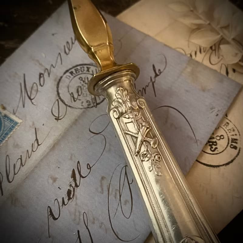 法國19世紀路易16風格純銀柄 銅鍍金面湯勺