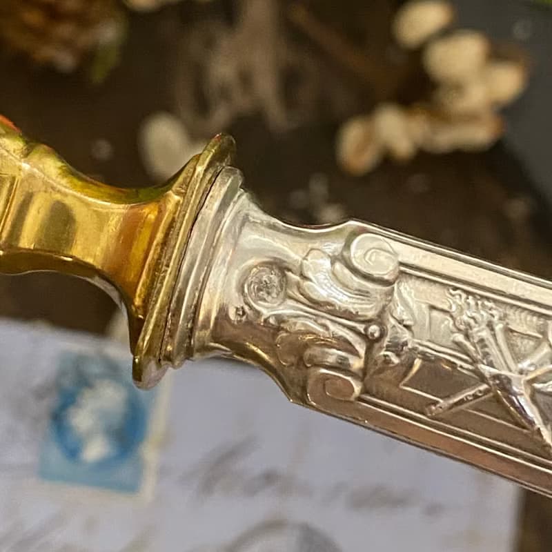 法國19世紀路易16風格純銀柄 銅鍍金面湯勺