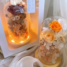 玻璃盅罩永生花禮-LED款、喬遷禮物、入厝禮物、升遷禮物、情人節