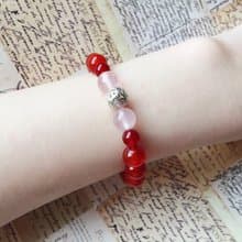 【紅線】紅瑪瑙 粉晶 純銀 手鍊