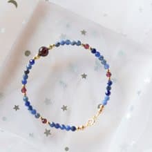 藍寶石。石榴石 藍寶石 14K包金 天然石 手鍊