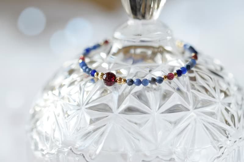 藍寶石。石榴石 藍寶石 14K包金 天然石 手鍊