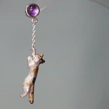 風船をつかまえた三毛猫ピアス 片耳