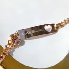 God's beloved鈦鋼玫瑰金手鍊/受洗禮物/基督教飾品/福音禮品