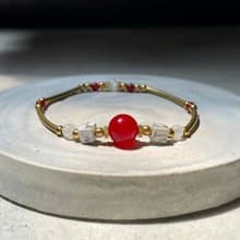 老林雜貨 | 天然石黃銅手鍊 白松石/紅瑪腦/月光石