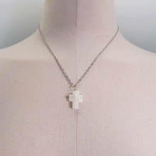 白水晶雙十字架項鍊-純銀45cm 純銀微鑲白鑽鋯石x天然水晶