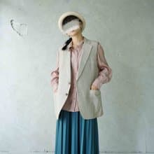 尋寶古著-Burberrys米白色格紋亞麻中性西裝背心