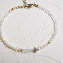 閃耀透白拓帕石珍珠手鍊