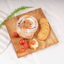 天然柚木方型托盤/餐盤M號-條紋款│24CM不上漆原木製 露營野餐