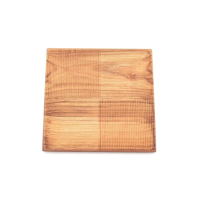 天然柚木方型托盤/餐盤M號-條紋款│24CM不上漆原木製 露營野餐